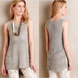 Sparrow By Anthropologie Sz Small Knit Gray Sleeveless Sweater Tunic Top
